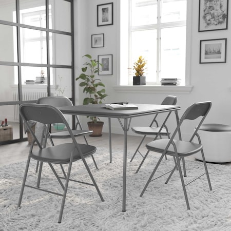 Flash Furniture 5 Piece Gray Folding Card Table and Chair Set JB-1-GY-GG